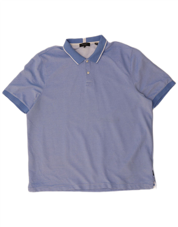 Ted Baker Polo Homme Taille 6 2XL Bleu Rayé Polyester