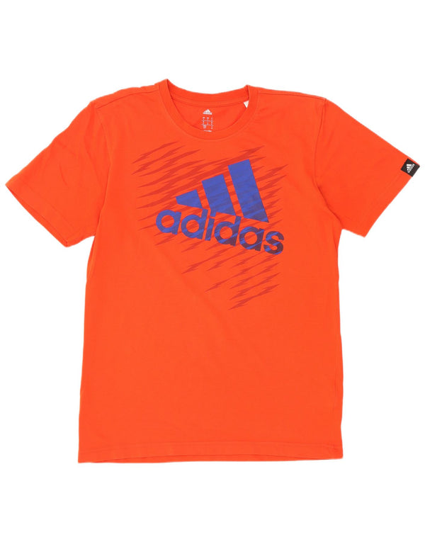 Adidas Hommes Climalite Graphic T-Shirt Top Petit Orange Coton