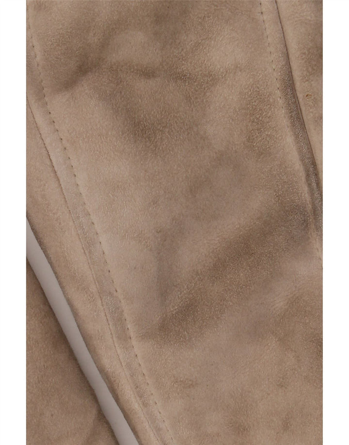 Manteau Shearling Femme Vintage IT 46 Grand Cuir Beige