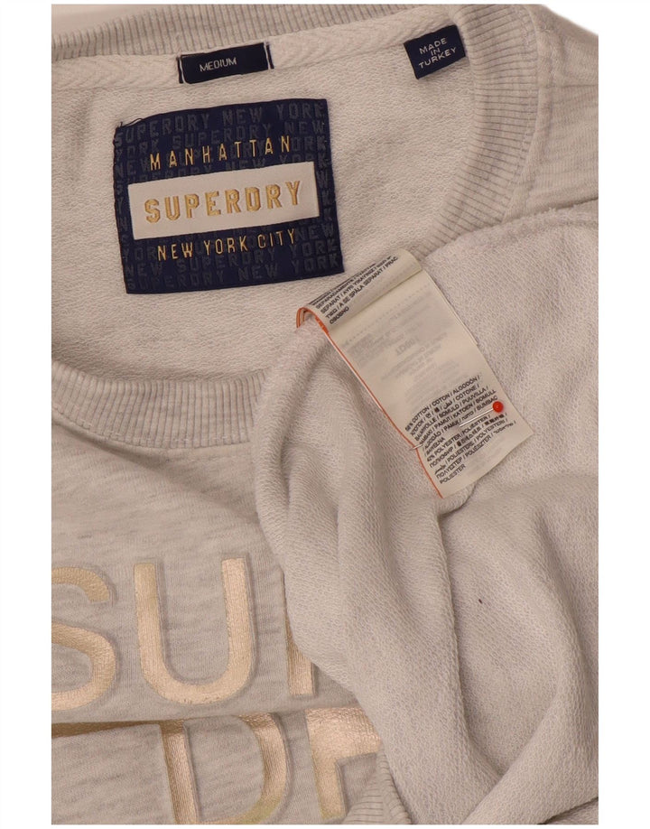 Superdry Sweat-shirt graphique pour femme UK 14 Gris moyen chiné en coton