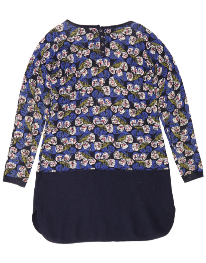Robe droite à manches longues White Stuff pour femme UK 42 en coton floral bleu moyen