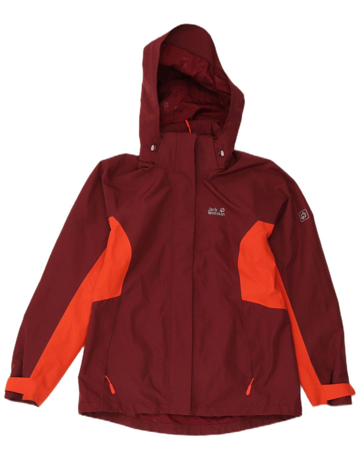 Jack Wolfskin Veste de Pluie Femme UK 10/12 Bordeaux Moyen Colourblock