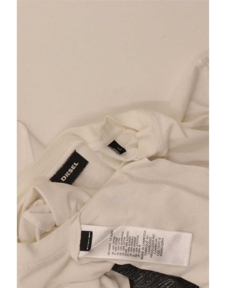Diesel T-Shirt Graphique Homme Grand Blanc Coton