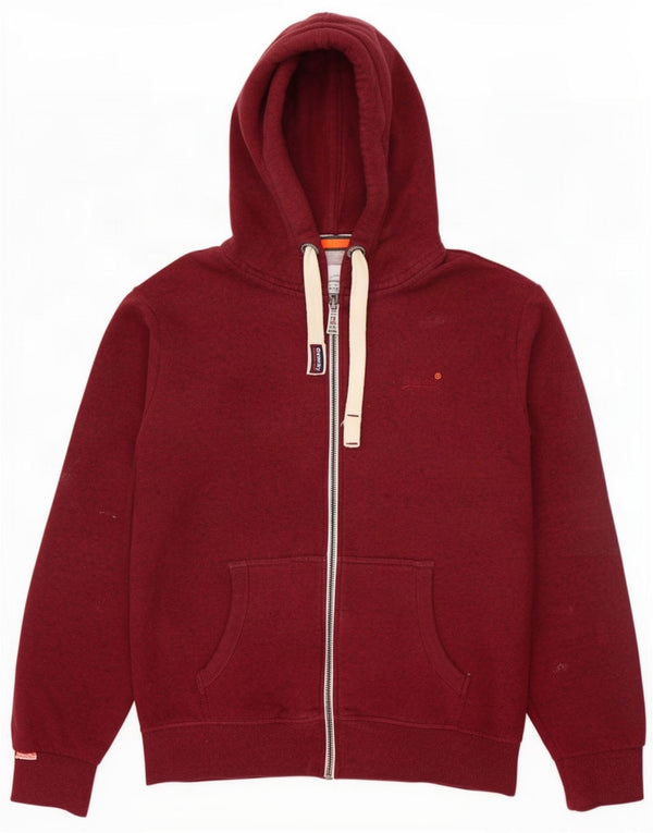 Superdry Pull à capuche zippé pour homme 2XL Coton moucheté bordeaux