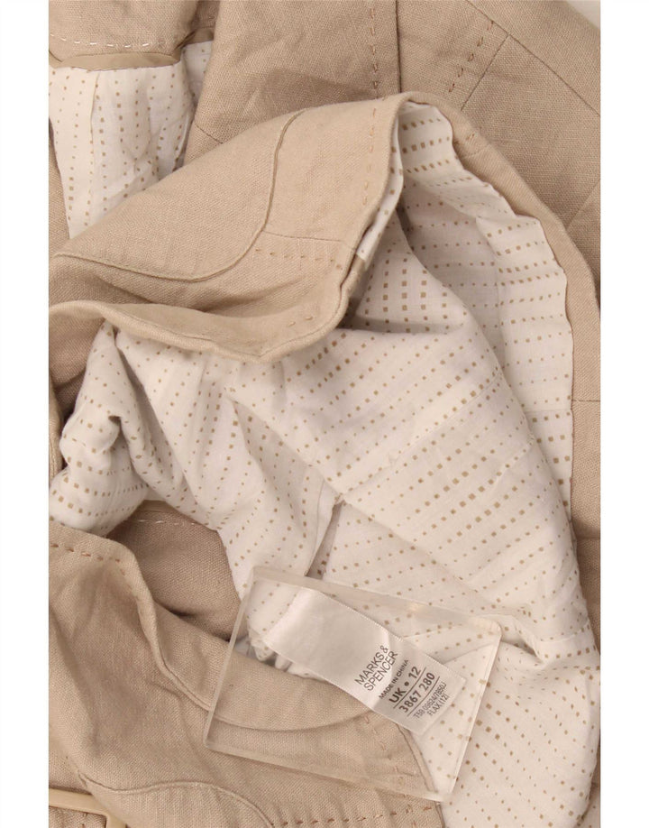Marks & Spencer Veste blazer à 3 boutons pour femme UK 12 Lin beige moyen