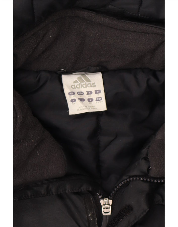 ADIDAS Womens Hooded Raincoat UK 32/34 XS Black Polyester Vintage Adidas and Second-Hand Adidas from Messina Hembry 