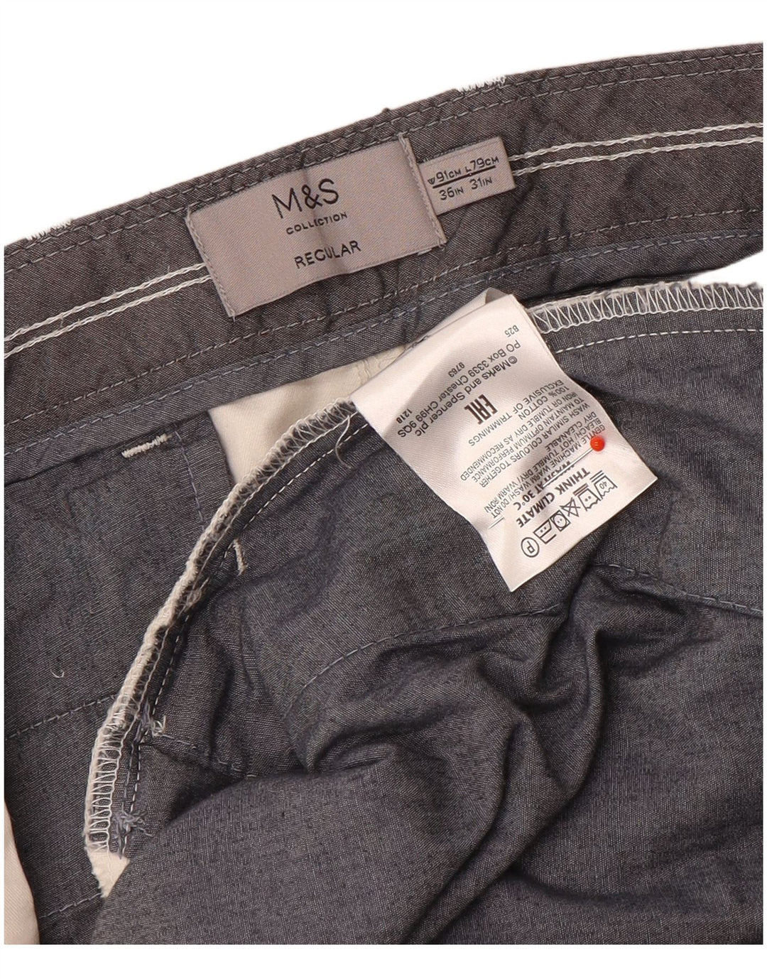 Marks & Spencer Pantalon Chino Droit Regular Homme W36 L31 Blanc Cassé
