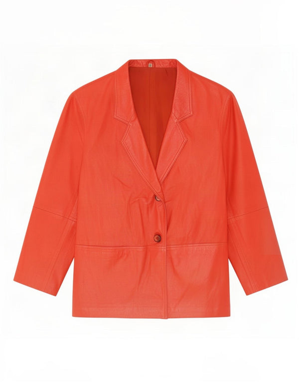 vintage Homme 2 Boutons Veste Blazer En Cuir EU 44 XL Rouge
