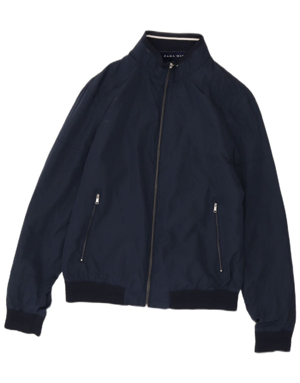 Zara Veste Bomber Homme UK 40 Large Bleu Marine Polyester