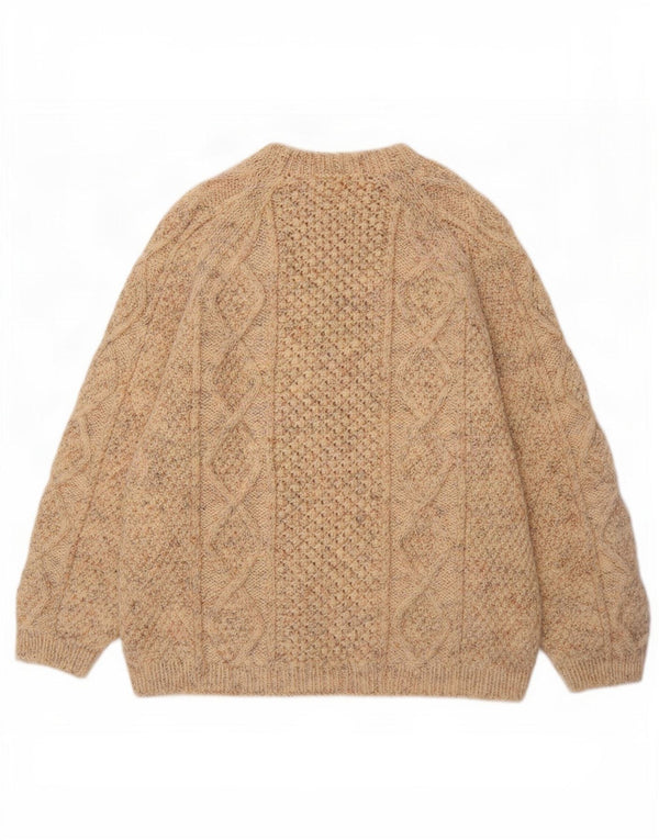 Pull vintage à col rond pour homme 2XL Beige