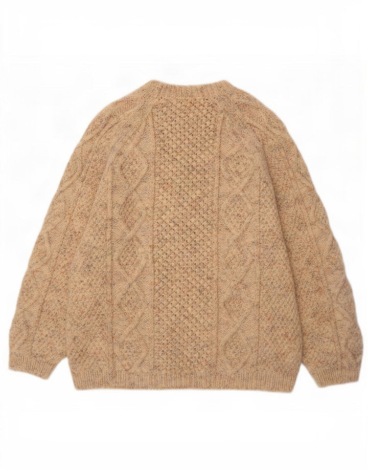 Pull vintage à col rond pour homme 2XL Beige