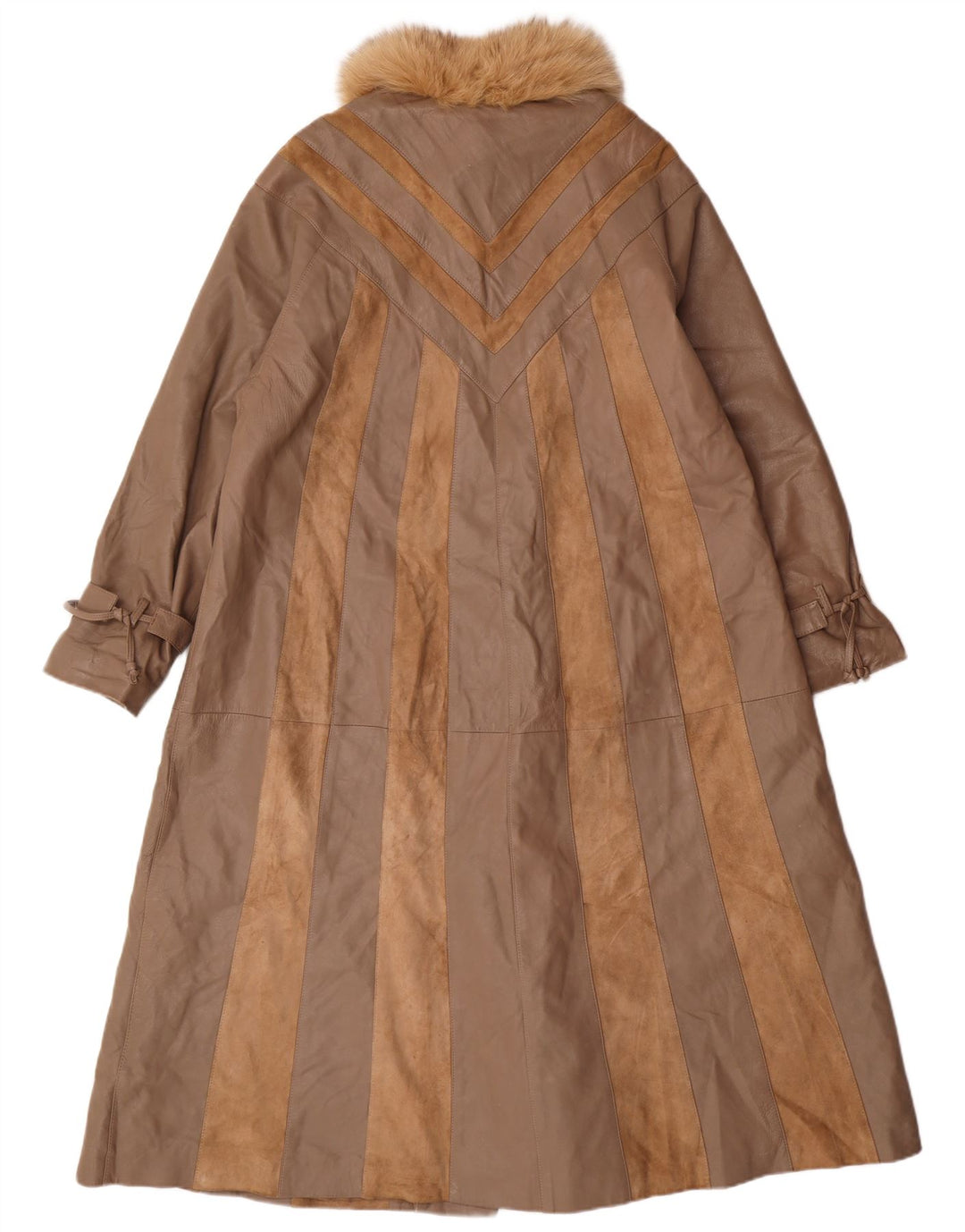 Norma Manteau en cuir coupe ample pour femme UK 14 Marron moyen rayé classique