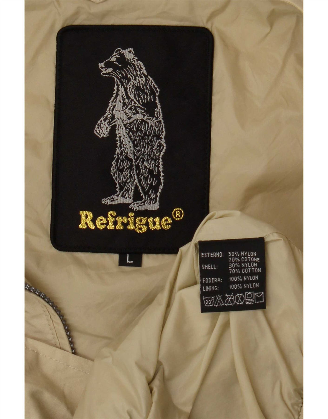 Refrigue Veste Bomber Homme UK 40 Large Beige Coton