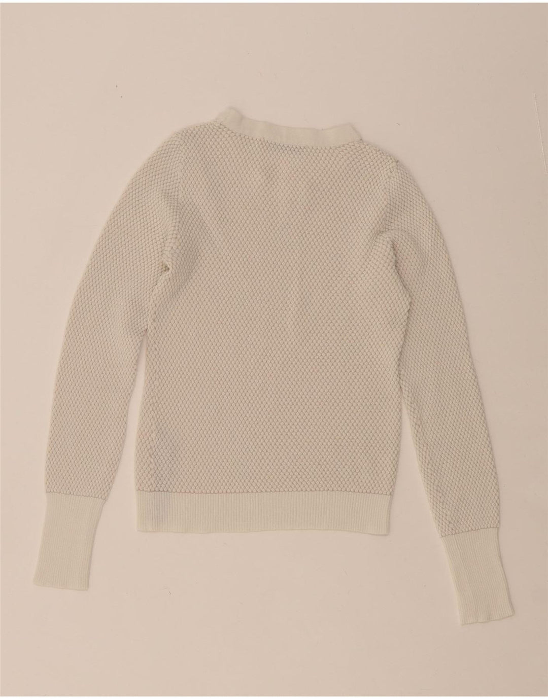 ZARA Womens Crop Blouse Top UK 8 Small Off White Viscose Vintage Zara and Second-Hand Zara from Messina Hembry 