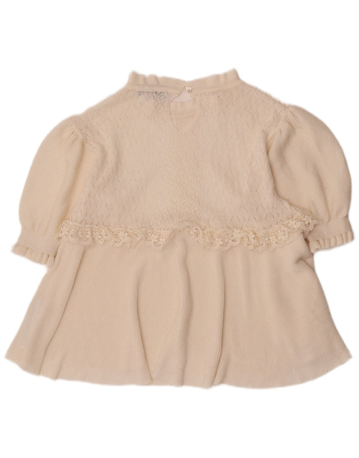 Zara Chemisier à manches 3/4 pour femme UK 12 Medium Off White Floral Polyester