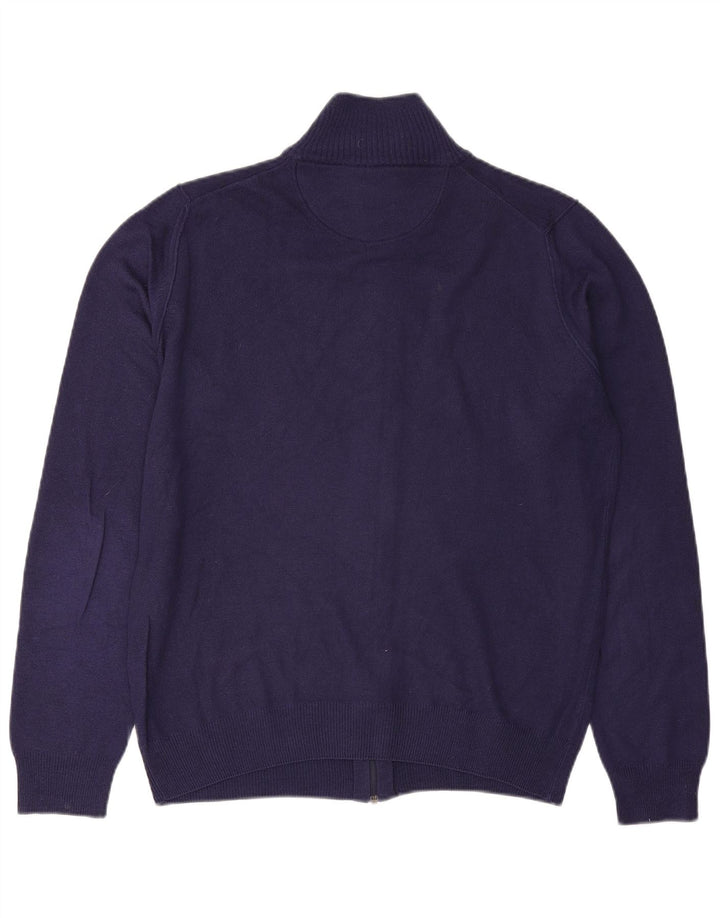 TRUSSARDI JEANS Mens Cardigan Sweater Medium Navy Blue Wool
