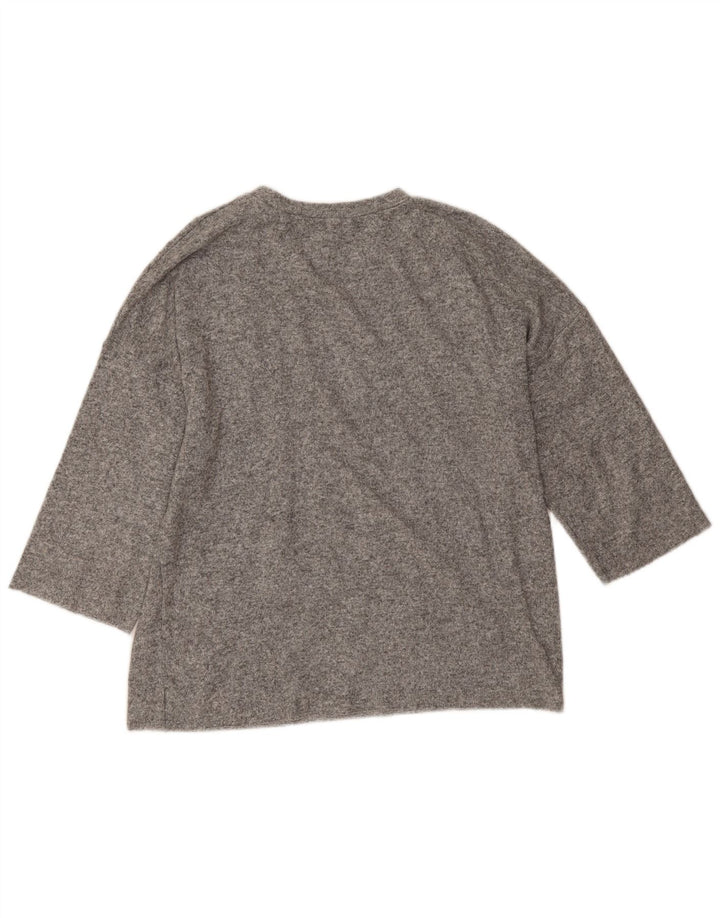 Zara Pull surdimensionné à col rond pour femme UK 14 Gris moyen