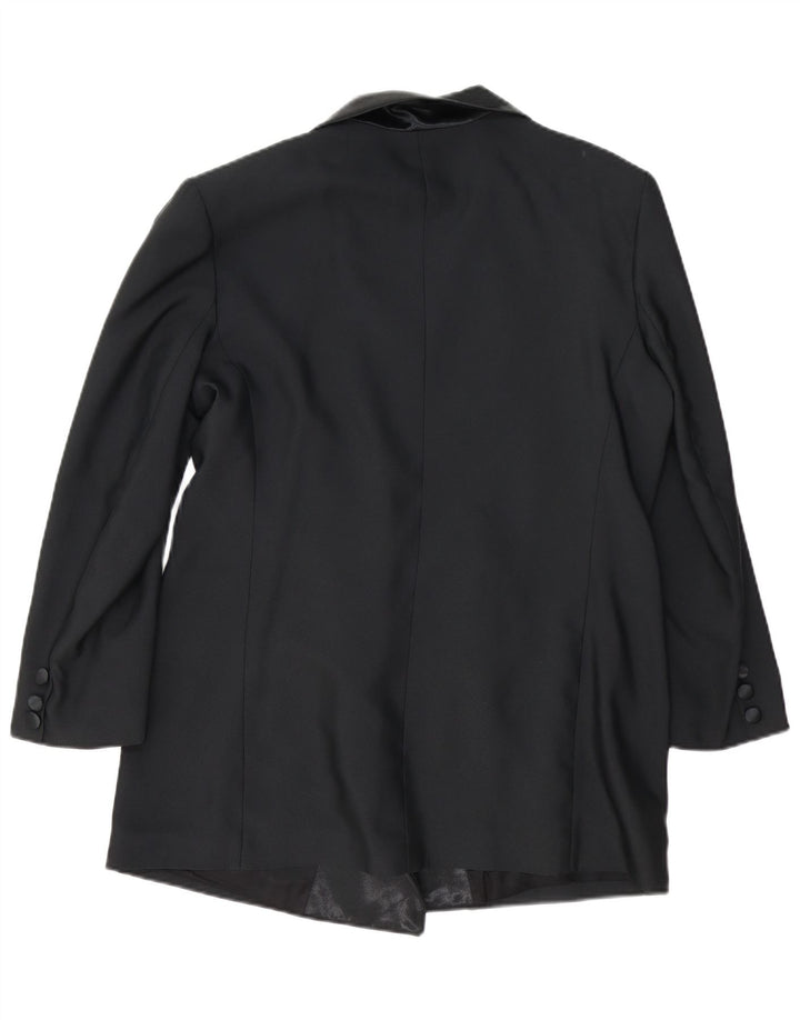 vintage Femme Double Breasted Blazer Veste UK 14 Grand Noir