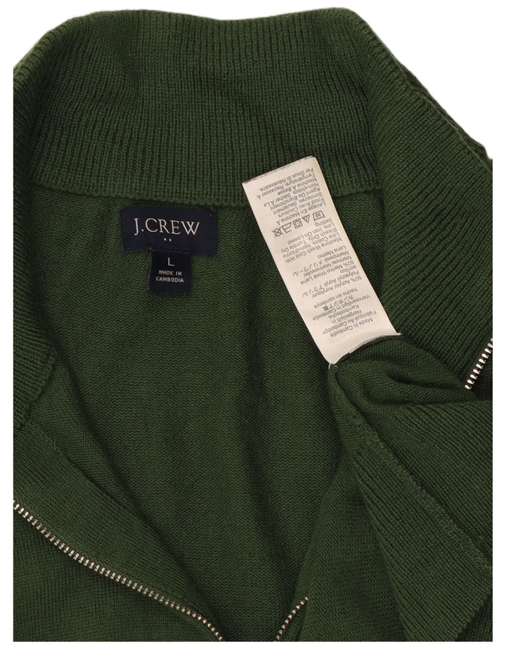 J. Crew Pull à col zippé pour homme, grand, vert, acrylique