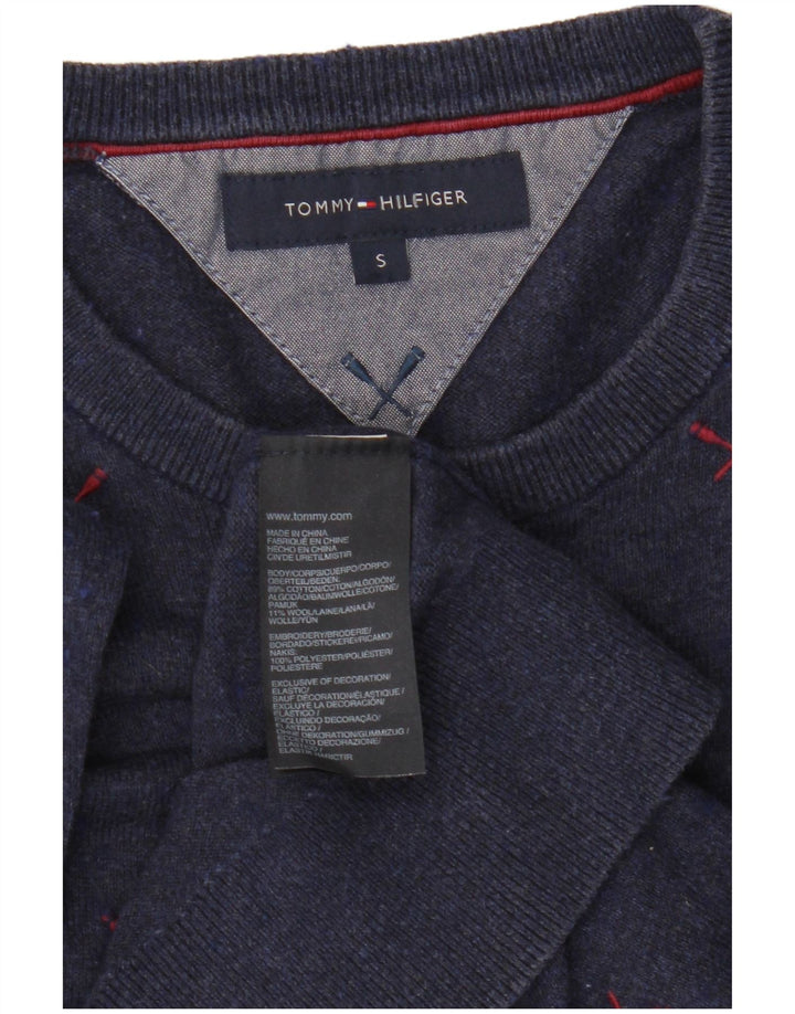 Tommy Hilfiger Pull à col rond pour homme Petit bleu marine Polyester