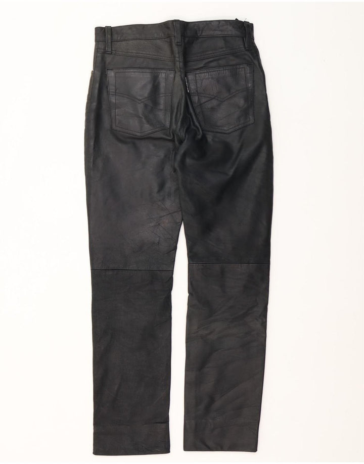 Pantalon droit en cuir Vintage pour hommes W30 L30 noir