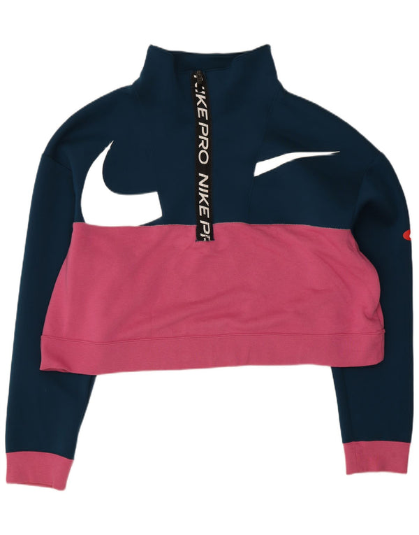 Nike Sweat-shirt graphique pour femme UK 16 Large Bleu marine Colourblock