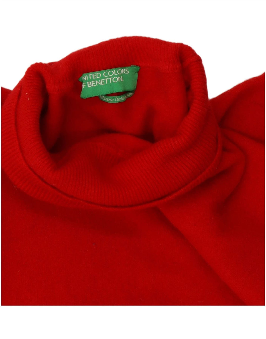 Benetton Pull court à col roulé pour femme UK 10 Petit Rouge