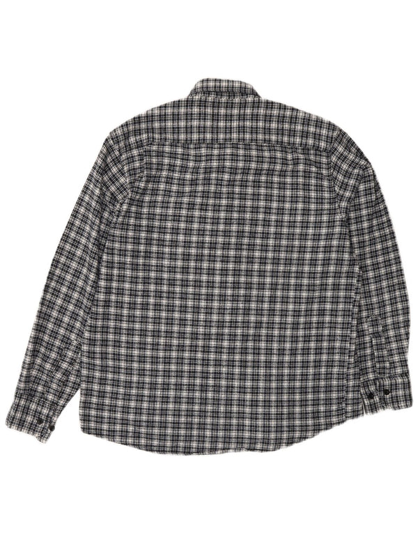 vintage Chemise en flanelle homme Taille 42 Grand coton à carreaux bleu marine