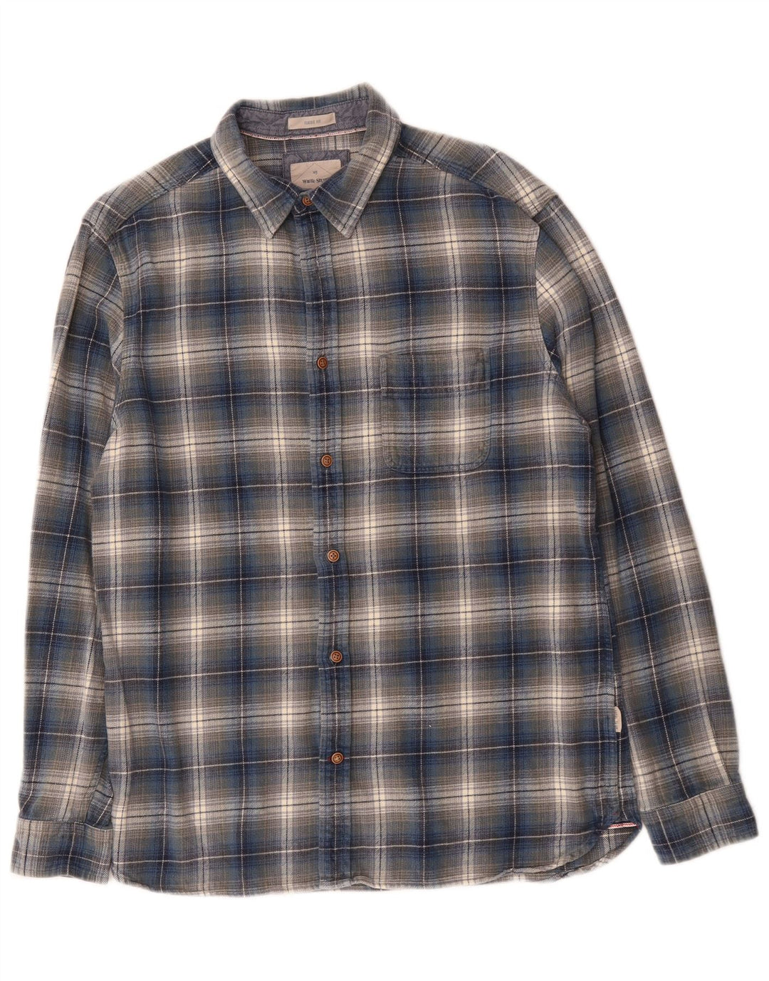 Chemise White Stuff Coupe Classique en Flanelle Homme Bleu Moyen à Carreaux en Coton