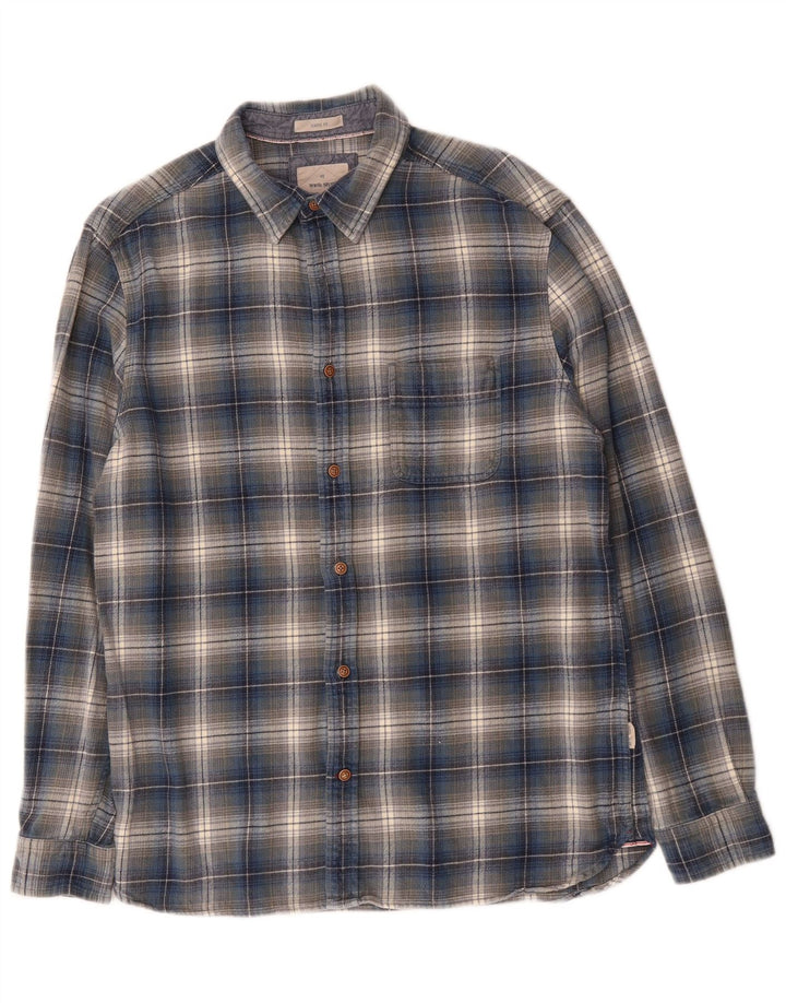 Chemise White Stuff Coupe Classique en Flanelle Homme Bleu Moyen à Carreaux en Coton