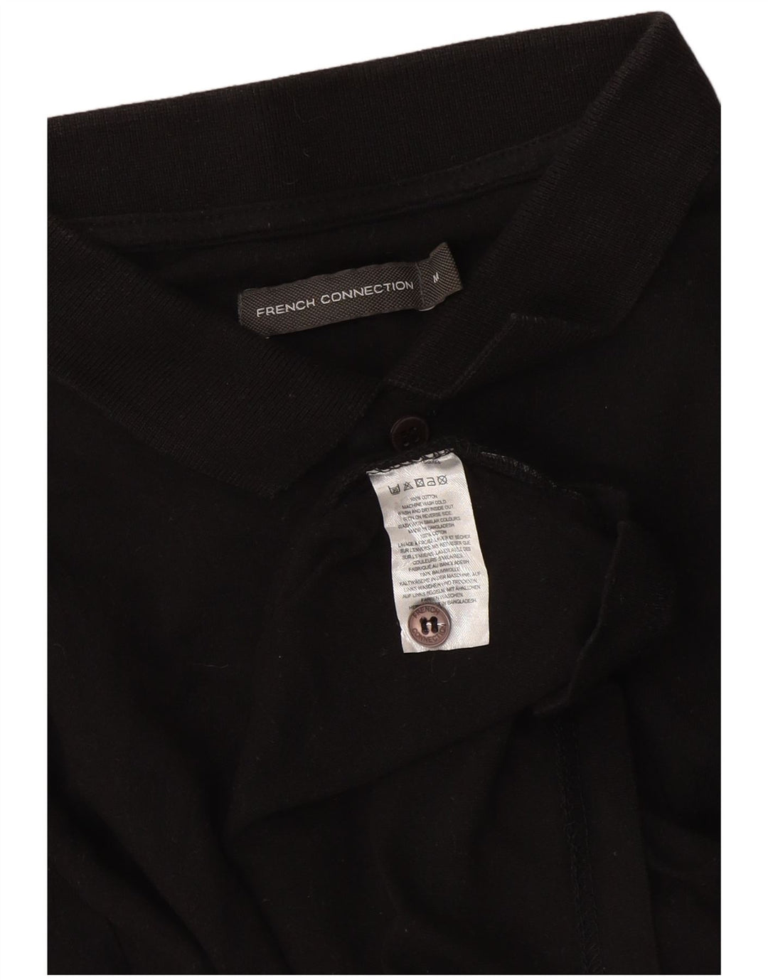 French Connection Polo à Manches Longues Homme Noir Moyen Coton