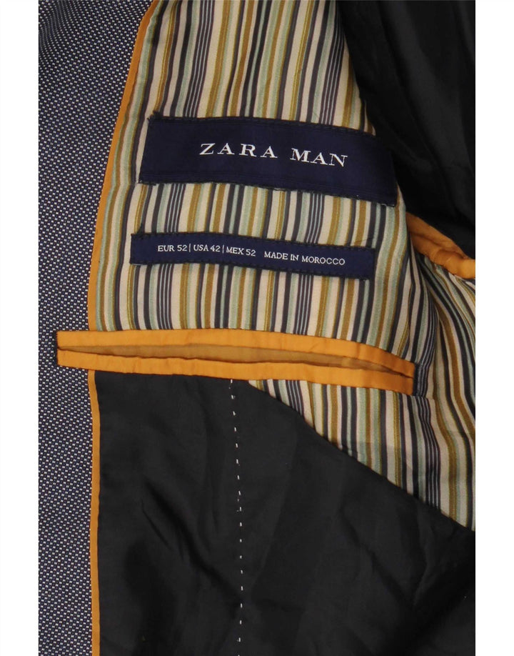 Zara Veste Blazer 1 Bouton Homme EU 52 Grand Bleu Polyester