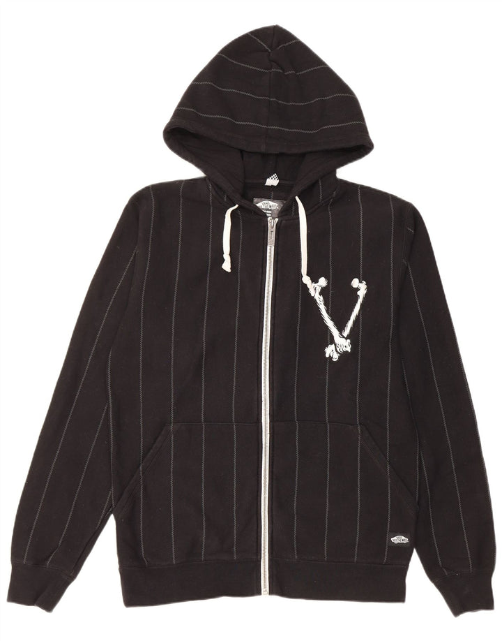 Vans Pull à capuche zippé pour homme Petit coton rayé noir