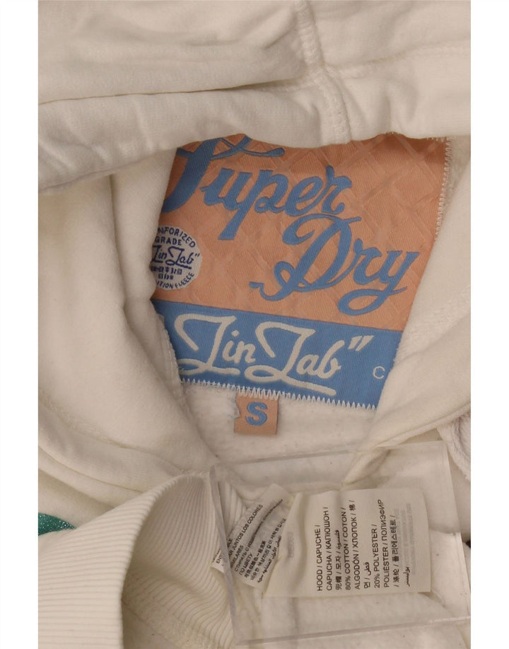 SUPERDRY Pull à capuche graphique pour femme UK 10 Petit coton blanc