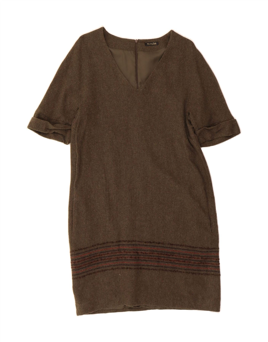 MASSIMO DUTTI Womens Loose Fit Basic Dress UK 10 Small Green Striped Vintage Massimo Dutti and Second-Hand Massimo Dutti from Messina Hembry 