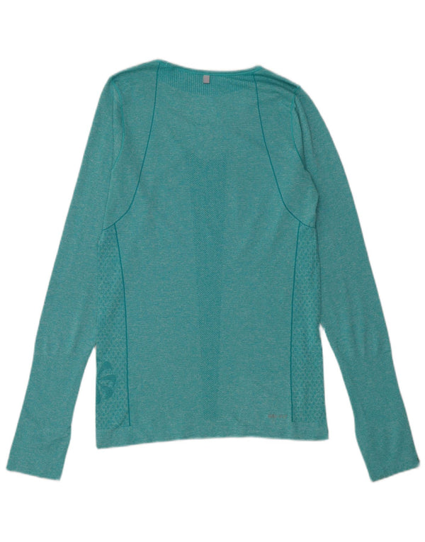 Nike Womens Dri Fit Top Long Sleeve UK 10 Small Green Flecked Polyester