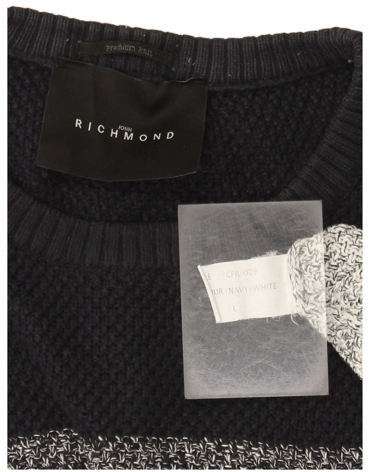 Richmond Pull à col rond pour homme en coton rayé multicolore