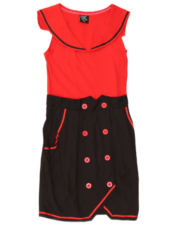 Criminal Damage Robe fourreau sans manches pour femme UK 18 XL Rouge Colourblock