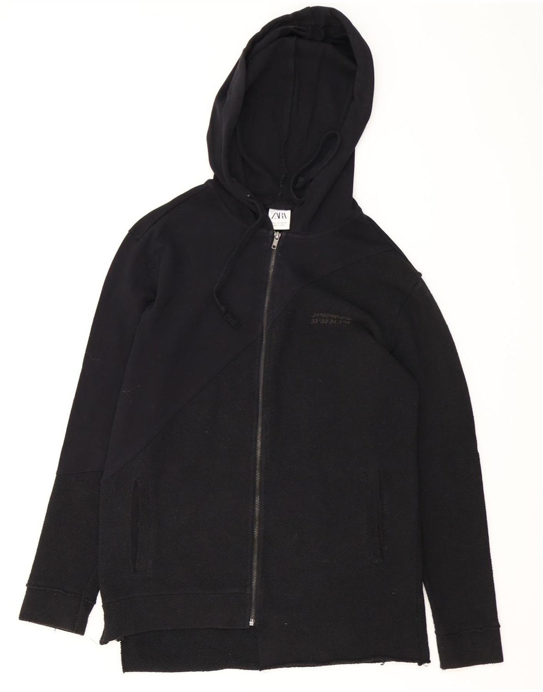 Zara Pull à capuche zippé pour homme Petit coton noir