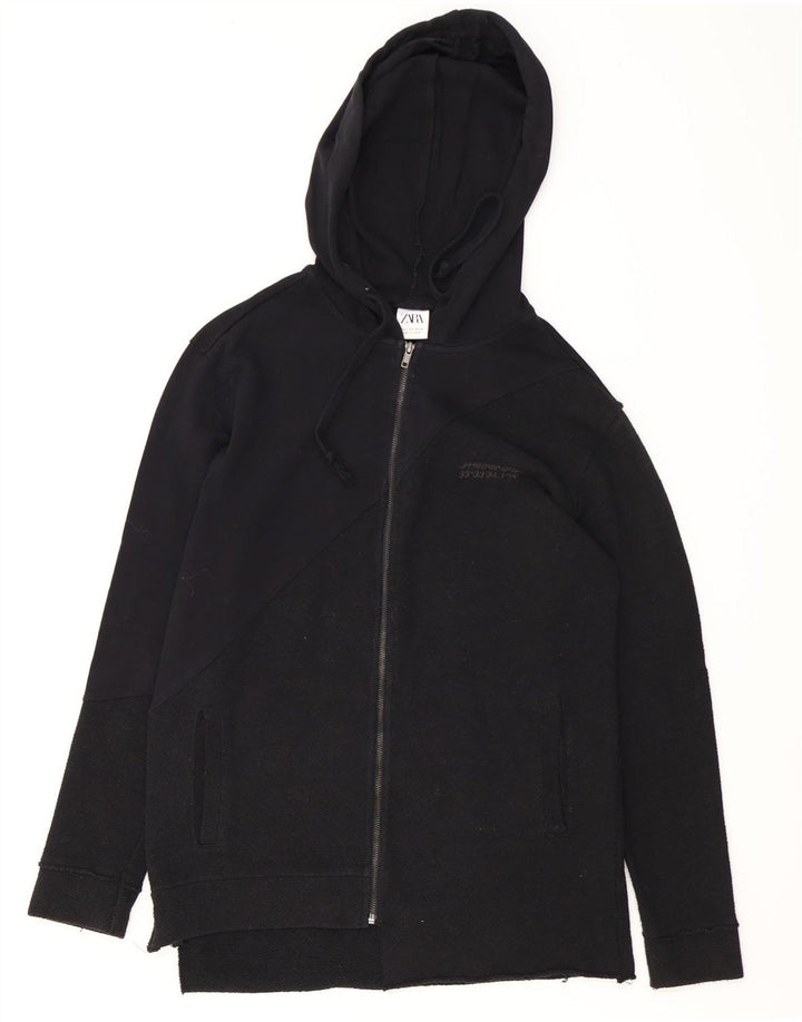 Zara Pull à capuche zippé pour homme Petit coton noir