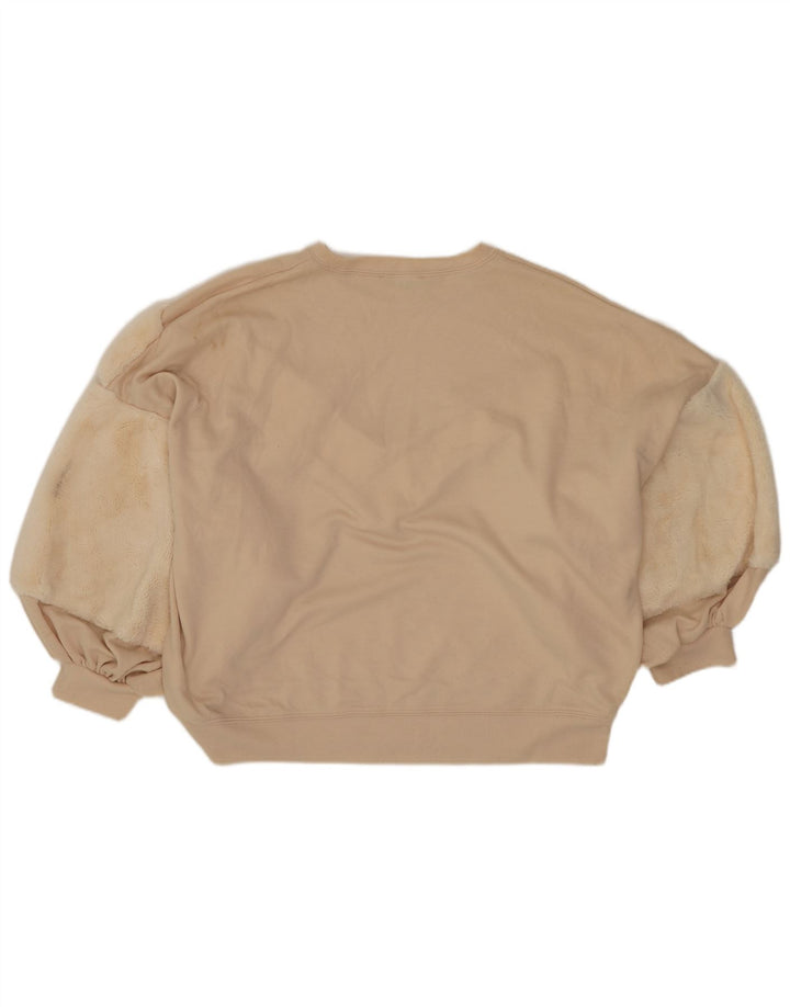 Zara Sweat-shirt court surdimensionné pour femme UK 10 Small Blanc cassé