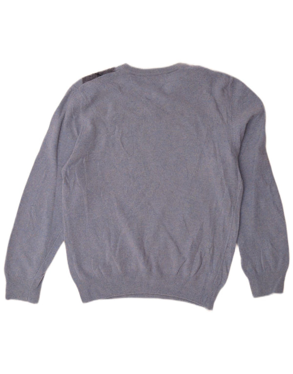 Matteo Volpi Pull col en V pour femme UK 12 Bleu moyen Argyle/Diamant