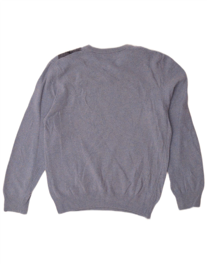 Matteo Volpi Pull col en V pour femme UK 12 Bleu moyen Argyle/Diamant