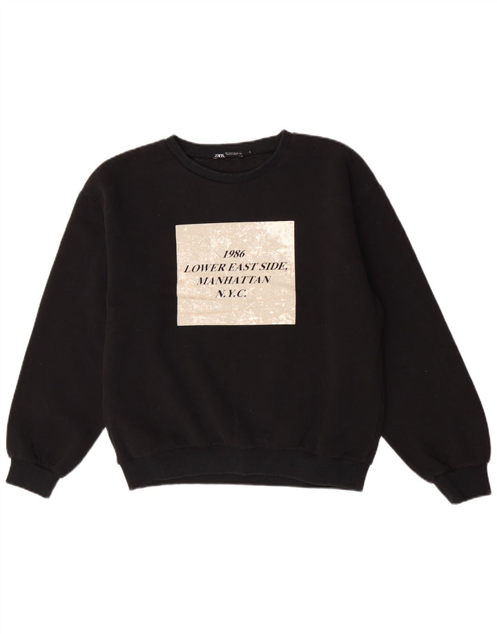 Zara Sweat-shirt graphique pour femme UK 14 Noir moyen