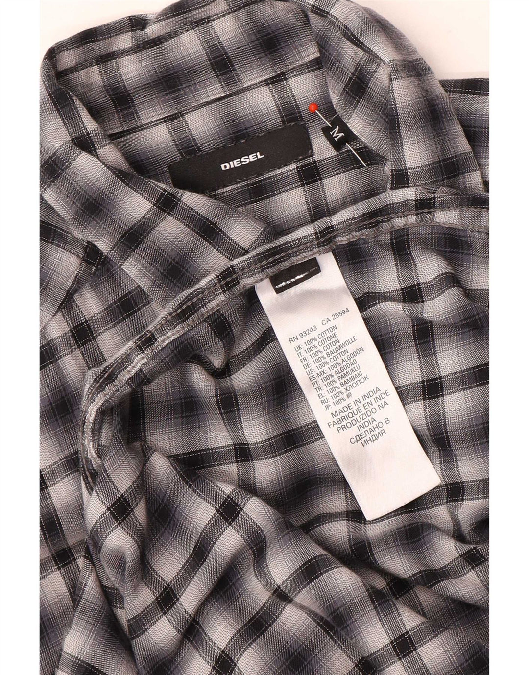 Chemise Homme Diesel Coton à Carreaux Noir Moyen