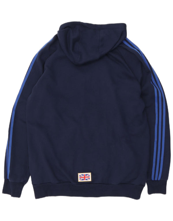 Adidas Pull à capuche zippé pour homme XL en coton géométrique bleu marine