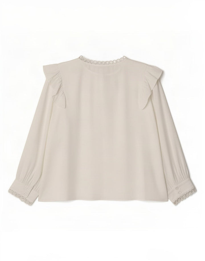 Zara Chemisier à manches 3/4 pour femme UK 16 Large Blanc Polyester