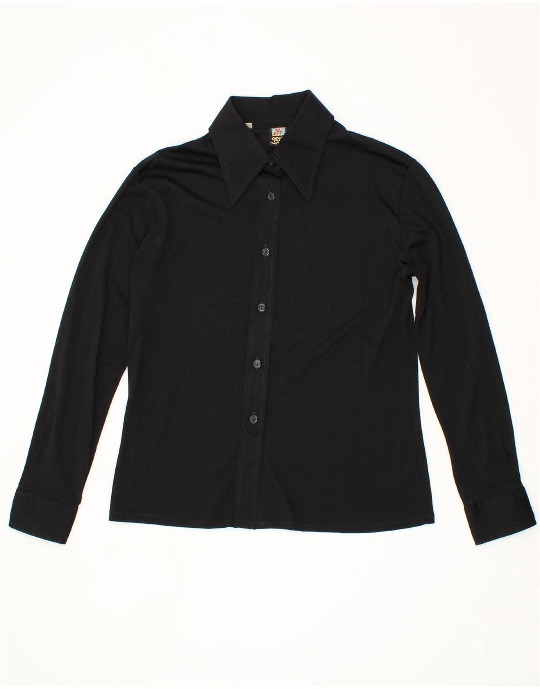 VINTAGE Womens Shirt UK 14 Medium Black Vintage Vintage and Second-Hand Vintage from Messina Hembry 
