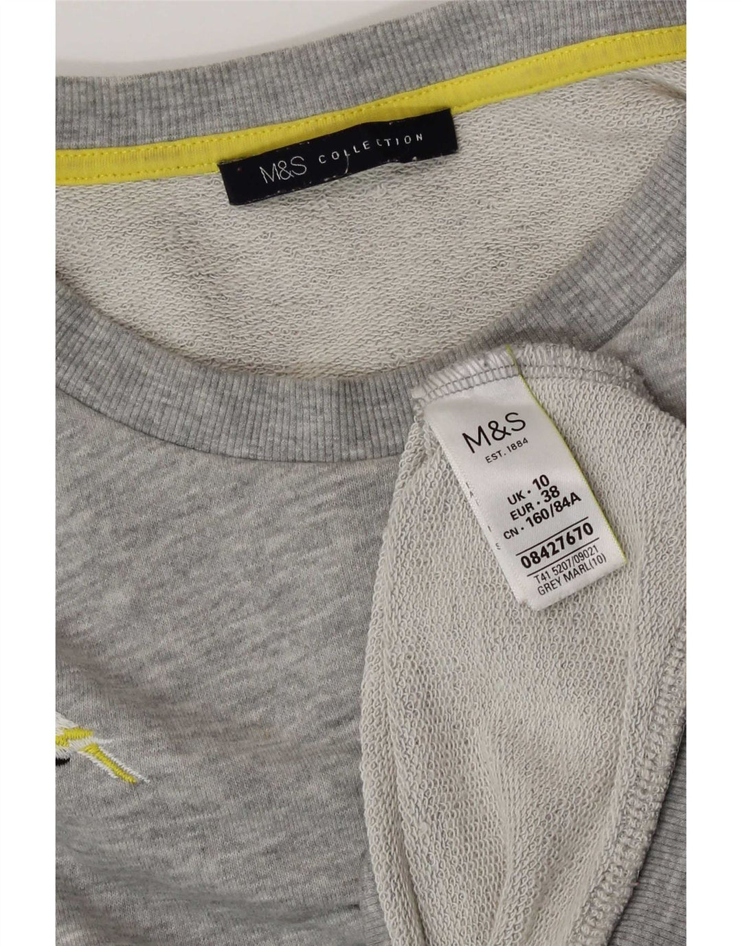 Marks & Spencer Sweat-shirt graphique pour femme UK 10 Petit Gris Polyester
