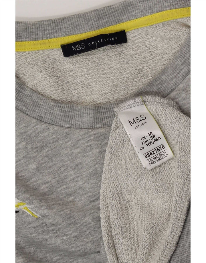 Marks & Spencer Sweat-shirt graphique pour femme UK 10 Petit Gris Polyester